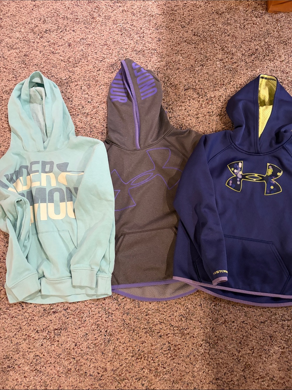 Lot of Under Armour Kids Hoodies - Aqua, Gray, blue